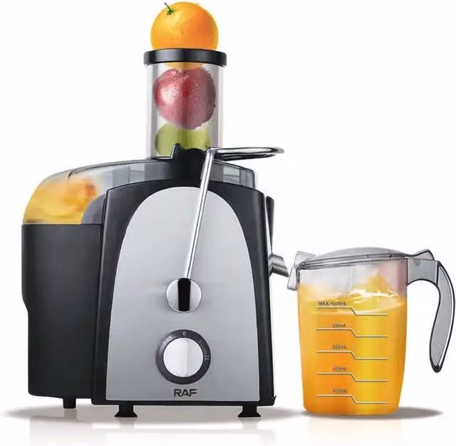 RAF Black Stainless Steel Low Noise Centrifugal Juice Extractor, 1000ml – 1