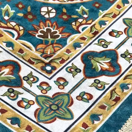 Nicoman Velvet Muslim Prayer Mat in Green, W/D: 120 x 70 cm – 4