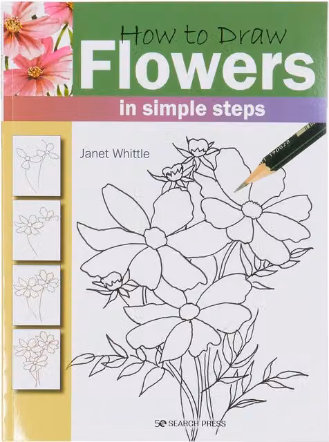 How to Draw Flowers Activity Book by Search Press, Multicolour