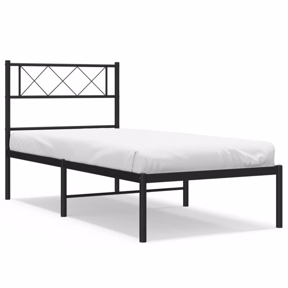 Berkfield Home Metal Bed Frame with Headboard in Black, W/D/H: 100 x 190 cm – 2