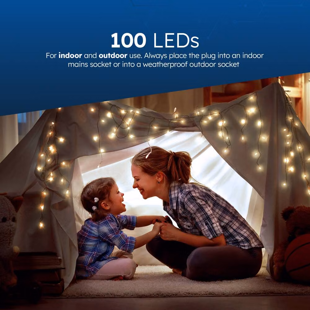 Desiretech LED Waterproof Plug-in String Lights in Cool White with Remote Control, Timer and Dimmer Function – 3