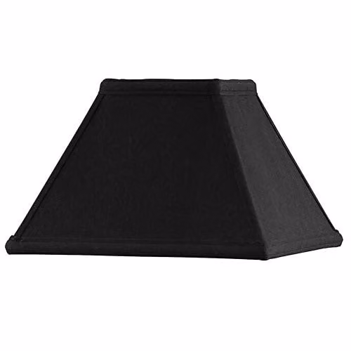 Loops Square Tapered Lamp Shade in Black Faux Silk Fabric with White Interior, H 15 cm x W 23 cm – 1