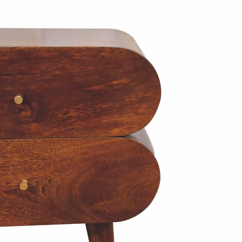 Wyld Haus Brescia Bubble Chestnut Mango Wood Bedside Table in Brown – 3