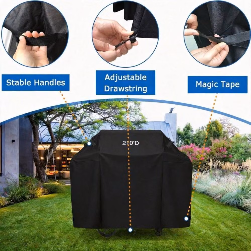 Kelvenix Heavy Duty Waterproof PVC Gas Grill Cover in Black, W/D/H: 117 x 61 x 145 cm – 3