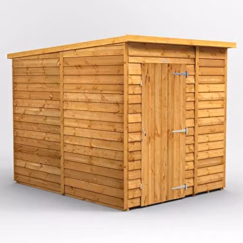 Powersheds Premium Pent Overlap Wooden Shed in Brown, W: 260.4 cm, D: 202.8 cm, H: 260.4 cm