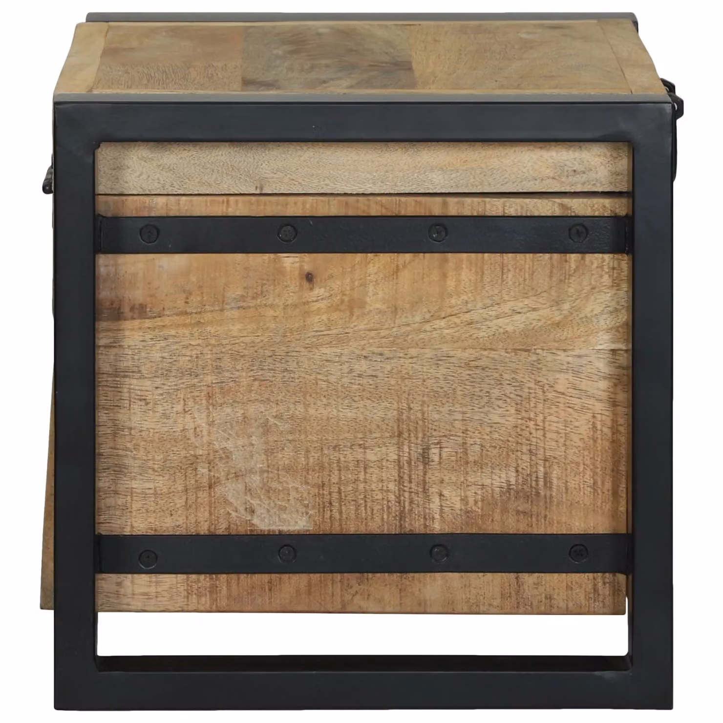 Berkfield Home Rustic Brown Solid Mango Wood and Metal Storage Chest, W/D/H: 40 x 30 x 30 cm – 3