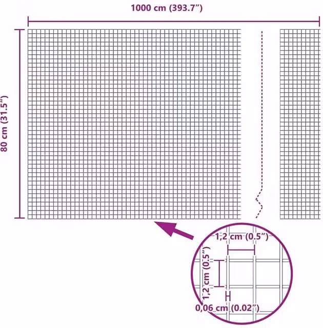 Berkfield Home Modern Welded Wire Fence, Galvanised Steel, Silver, W: 0.8 m, L: 10 m