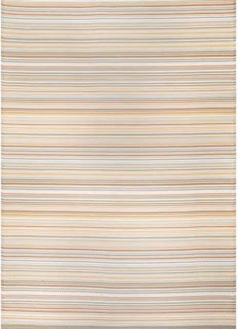 The Rugs Rainbow Collection Striped Reversible Outdoor Garden Rug, Beige and Multicolour, W: 180 cm, L: 270 cm