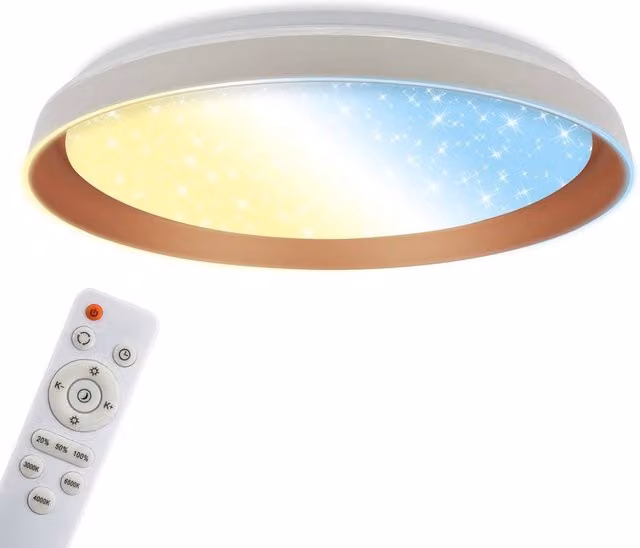 Briloner Modern Round LED Ceiling Light with Star Effect, CCT Dimmable and Remote Control, Grey and White – 1
