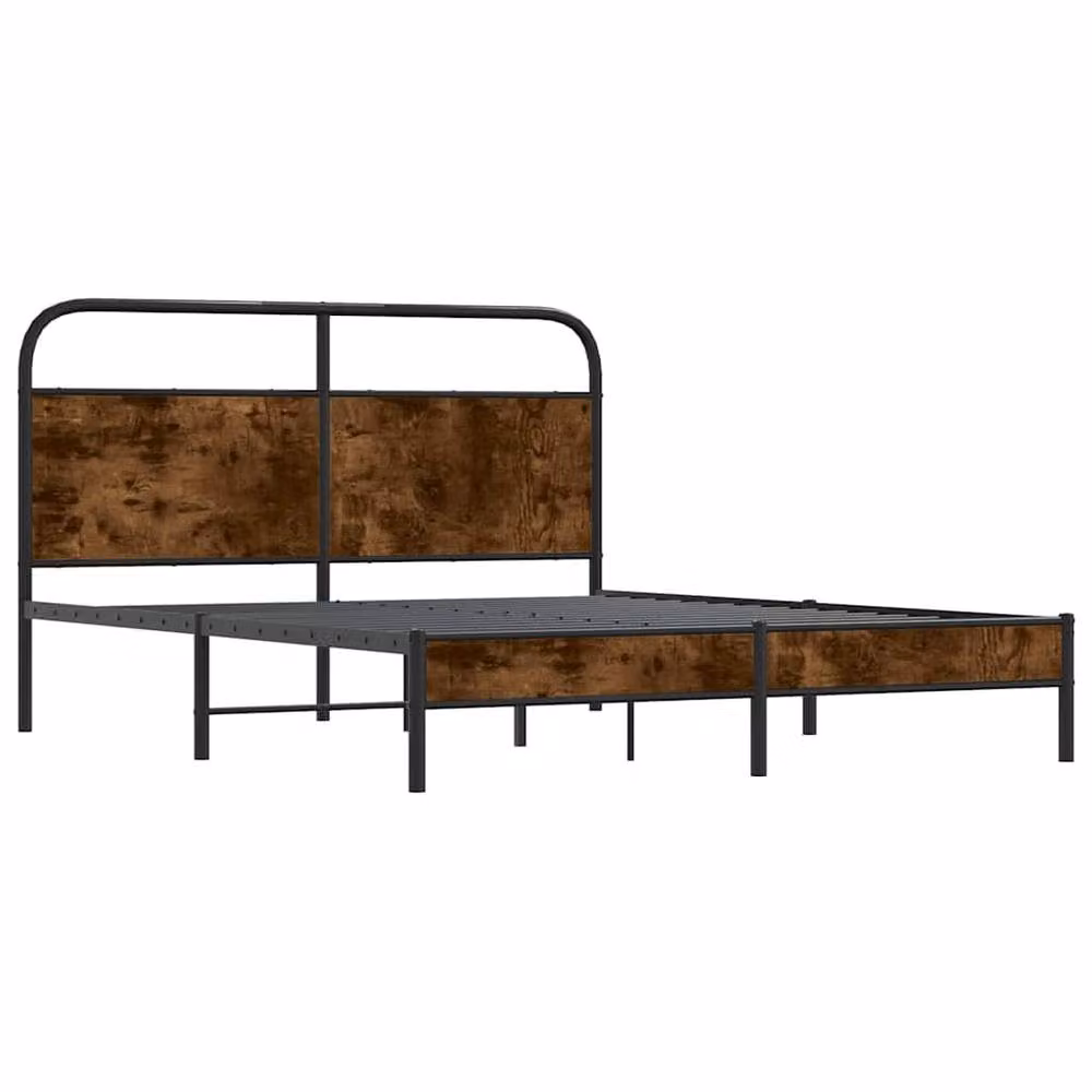 Berkfield Home Smoked Oak Bed Frame in Brown, W/D/H: 160 x 200 cm – 3