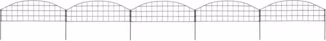 Berkfield Home Arched Garden Fence Set, Green Powder-Coated Steel, W/H: 77.3 x 26 cm