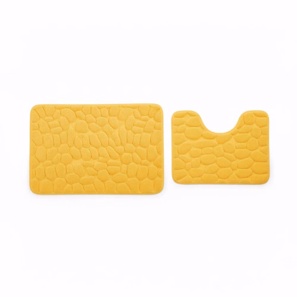 Snug City Pebble Design Memory Foam Bath Mat Set in Yellow, W: 80 cm, D: 50 cm – 2