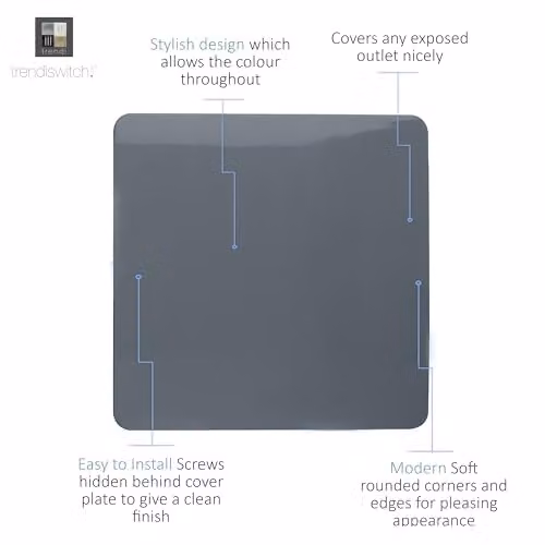 Trendi Artistic Modern Glossy Tactile Single Blanking Plate in Grey – 2