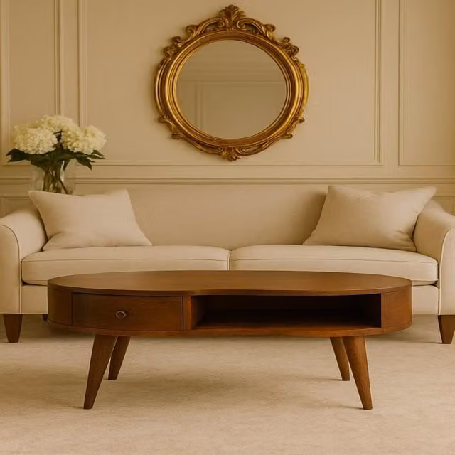 Artisan Furniture Mango Wood Oval Coffee Table in Brown