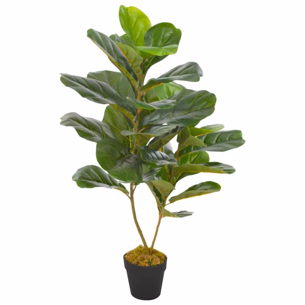 Berkfield Home Artificial Fiddle Leaf Plant with Pot, Green, Height: 90 cm – 2