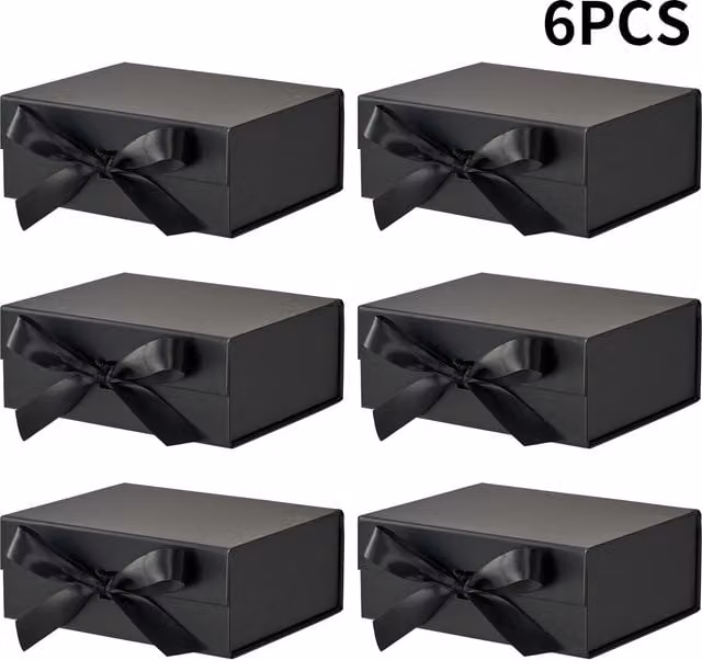 Lifeideas 6 Pack Folding Magnetic Paper Gift Boxes in Black