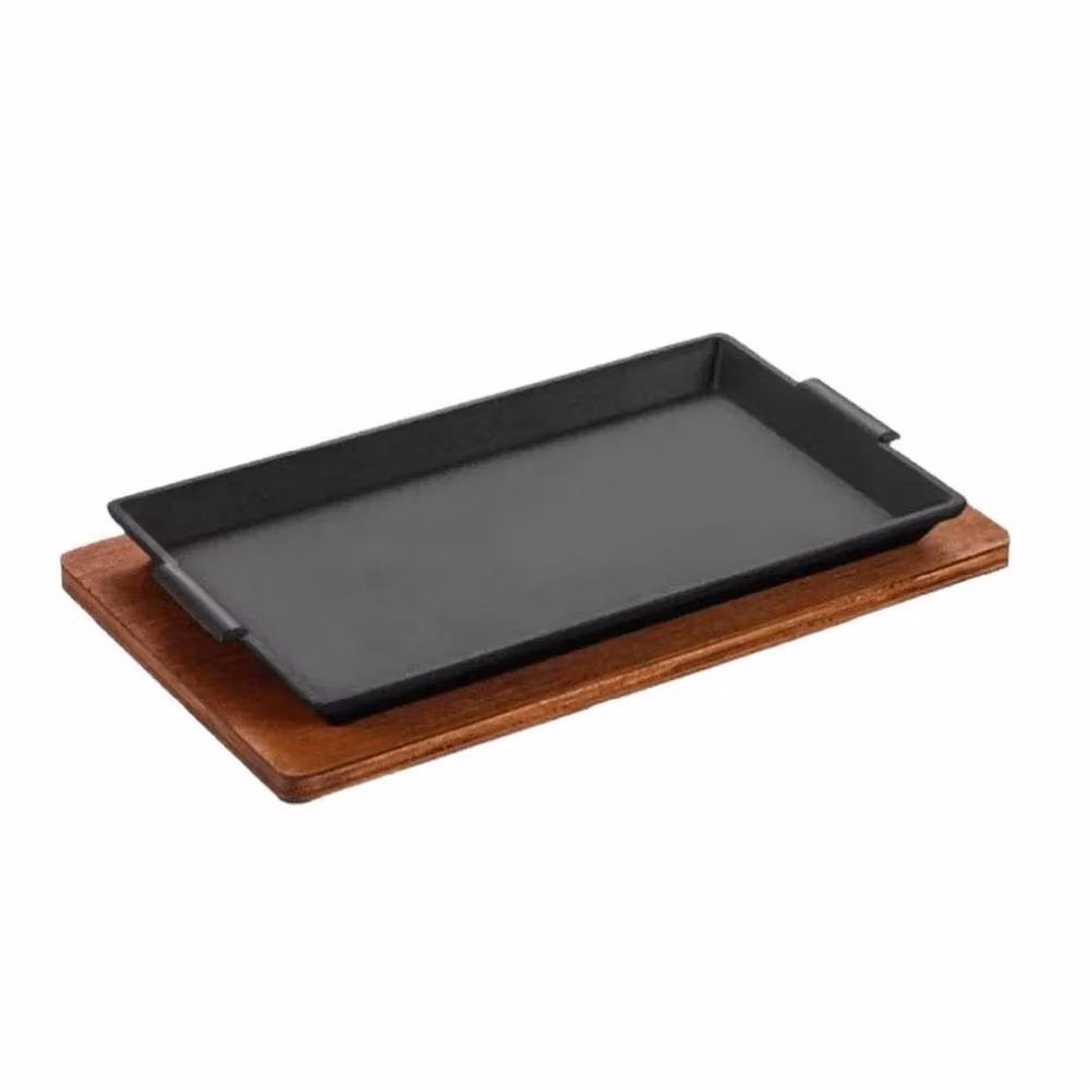 Havendro Cast Iron Sizzle Platter with Wooden Base, Multicolour – 2