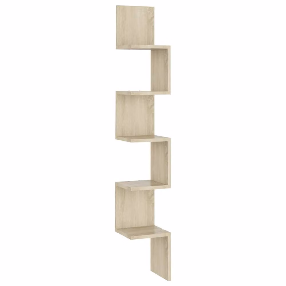 Berkfield Home Wall Mounted Corner Shelf in Sonoma Oak, W/D/H: 20 x 20 x 127.5 cm – 2