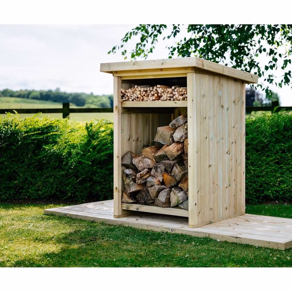 The Garden Village Billington Mini Log Store in Brown, L96 x W89 x H123 cm – 5
