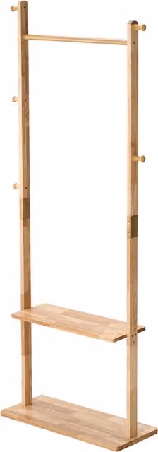 Livingandhome Minimalist Brown Wooden Clothes Rail and Dual Hook Matrix