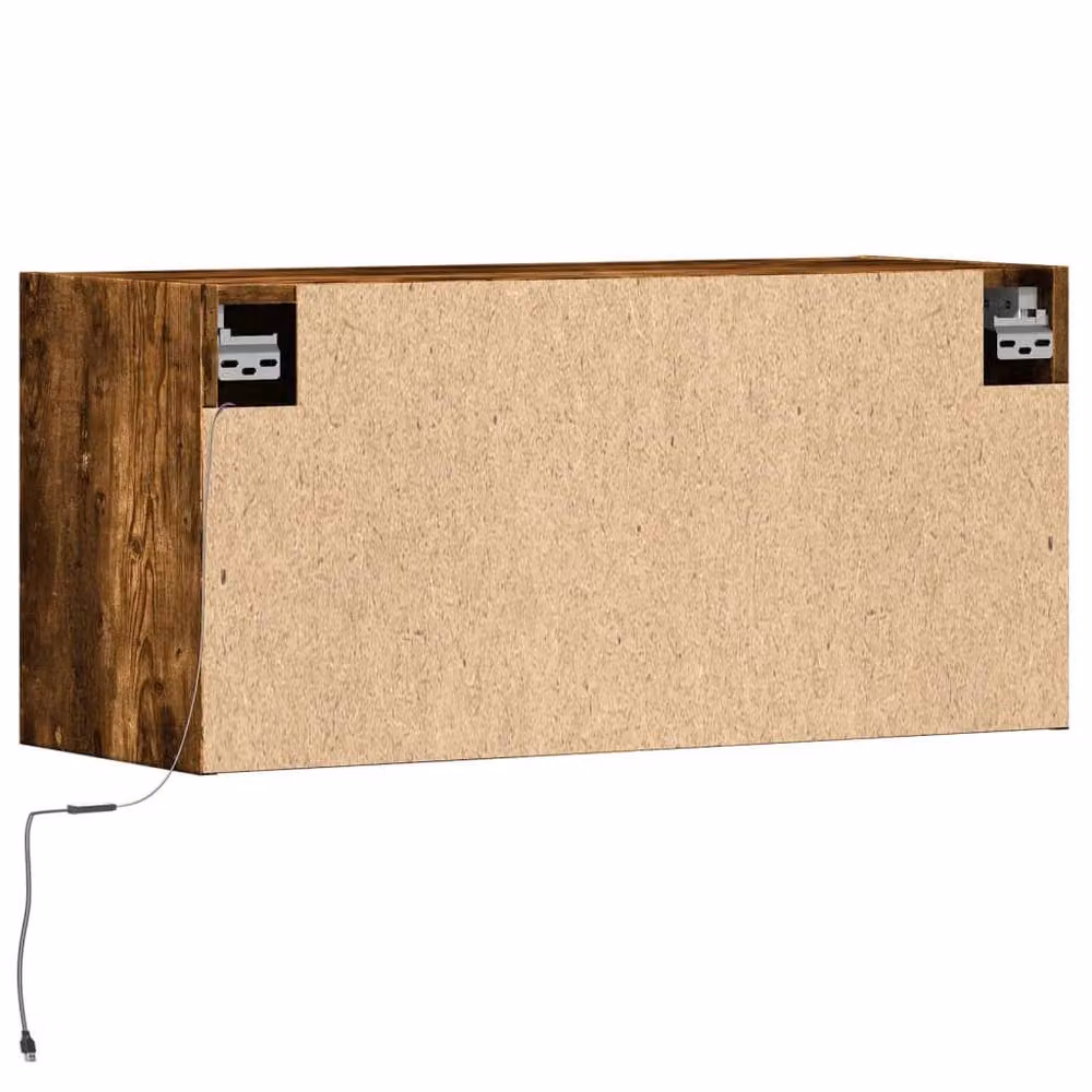 Berkfield Home TV Wall Cabinet with LED Lights in Smoked Oak Brown, W/D/H: 80 x 31 x 35 cm – 6