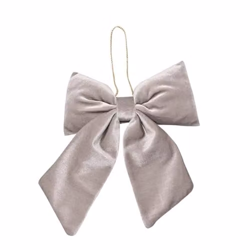 Widdop and Co Frosted Haven Velvet Bow Hanging Christmas Pendant in Silver and Gold, W/H: 26 x 32 cm