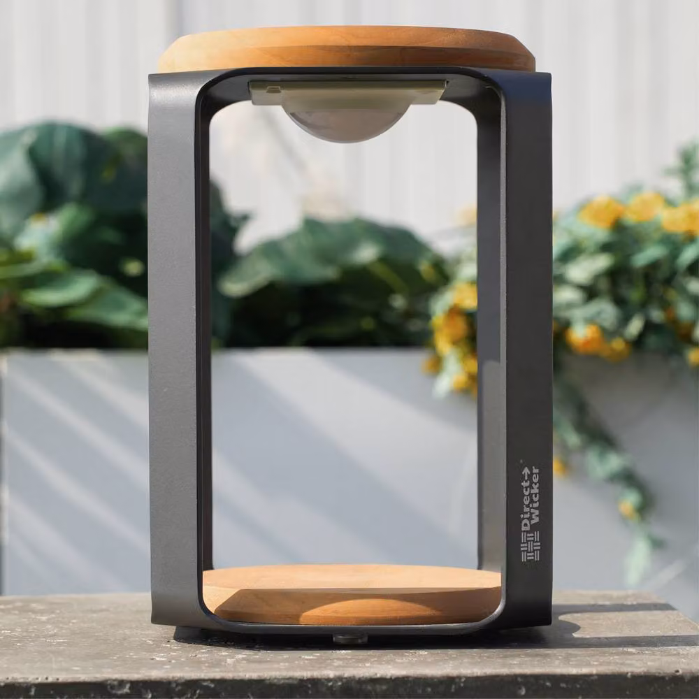MIMO Outdoor Solar LED Teak Lantern in Grey with Touch Control and 3 Lighting Modes – 8