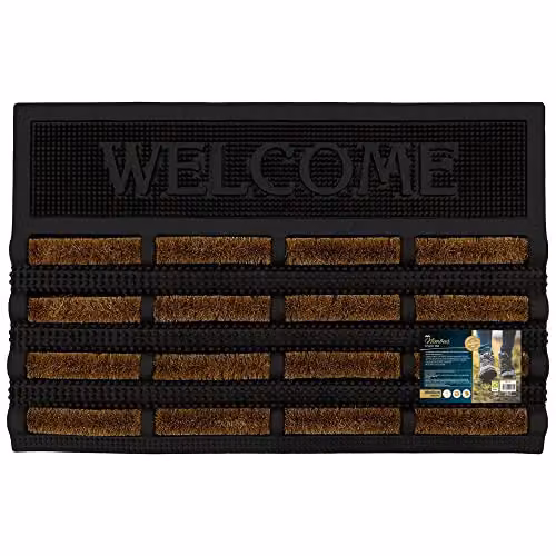 JVL Nimbus Tuffscrape Coir and Rubber Doormat, Brown/Beige, W: 40 cm, D: 60 cm