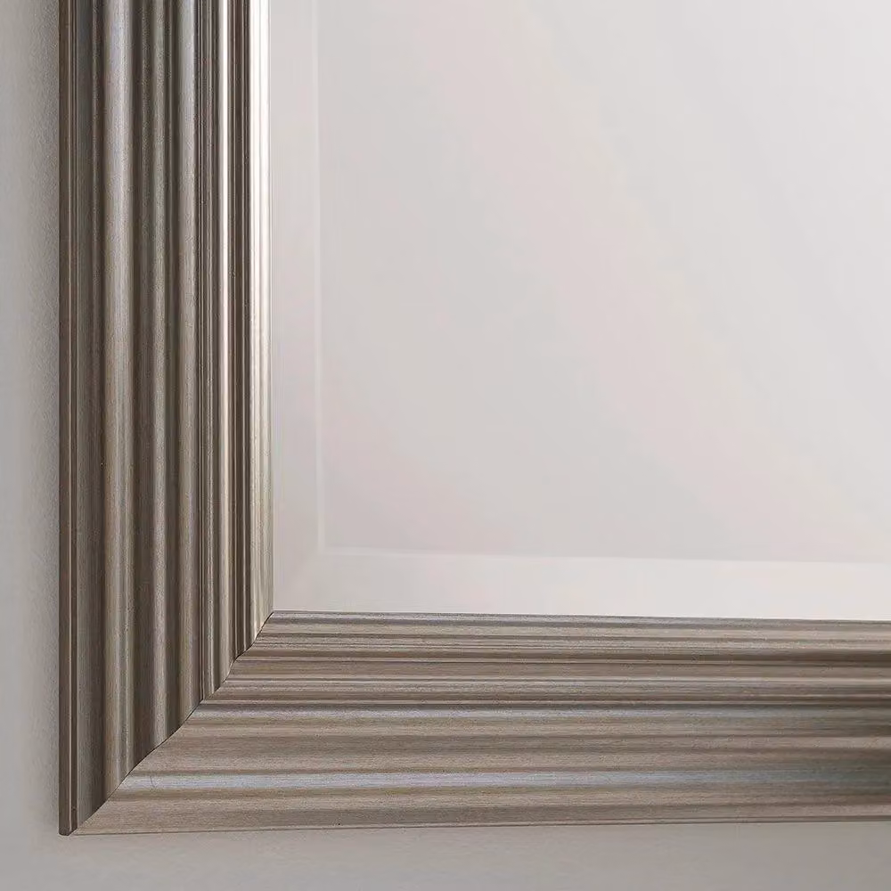 Yearn Mirrors Silvery Champagne Modern Rectangular Wall Mirror in Silver, W: 128.5 cm, H: 105.5 cm – 2