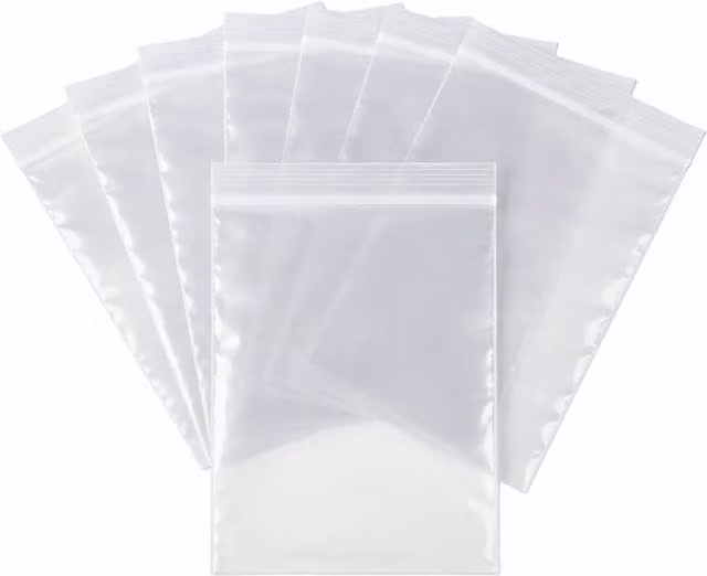 Shatchi Transparent Plastic Zip Seal Bags, Freezer Safe and Leakproof, White