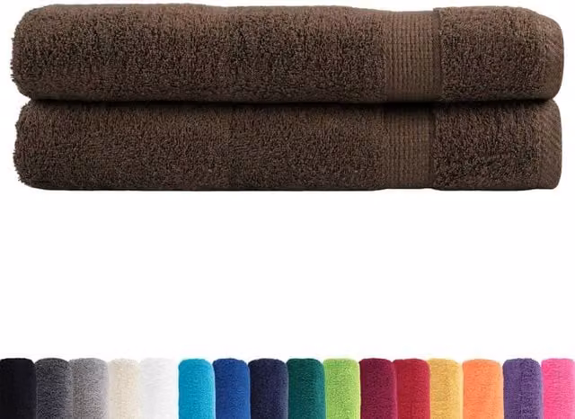Berkfield Home SOLUND Premium Cotton Terry Towels, 2 Pack, Brown, W: 100 cm, L: 200 cm, 600gsm – 1