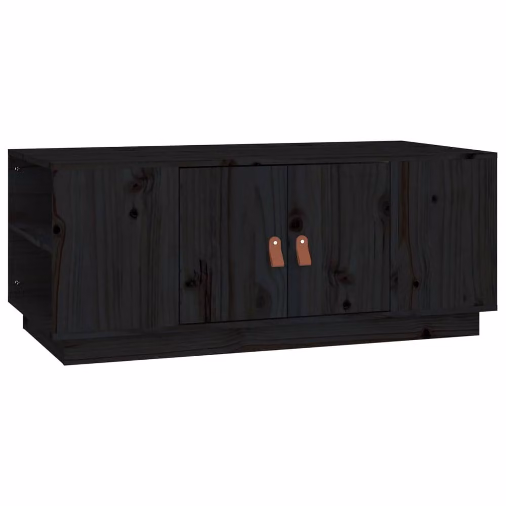 Berkfield Home Beautiful Black Solid Wood Pine Coffee Table W/D/H: 100 x 50 x 41 cm – 2