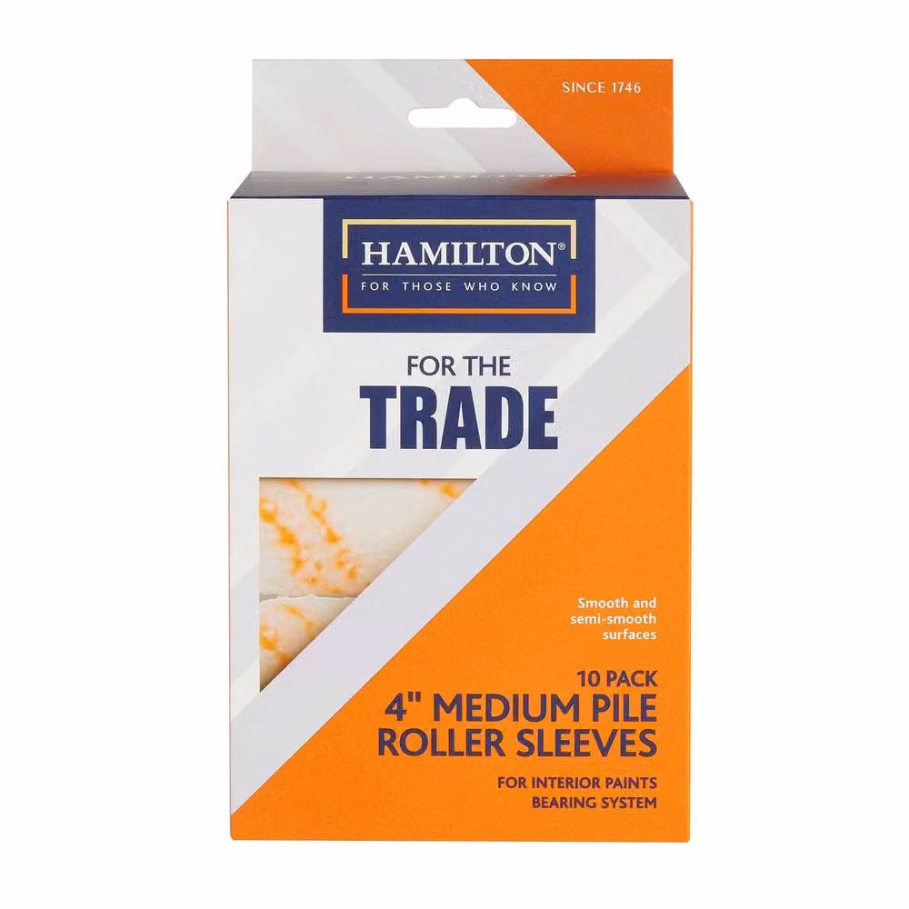 Hamilton For The Trade Medium Pile Mini Paint Roller Sleeve, White, Pack of 10 – 2