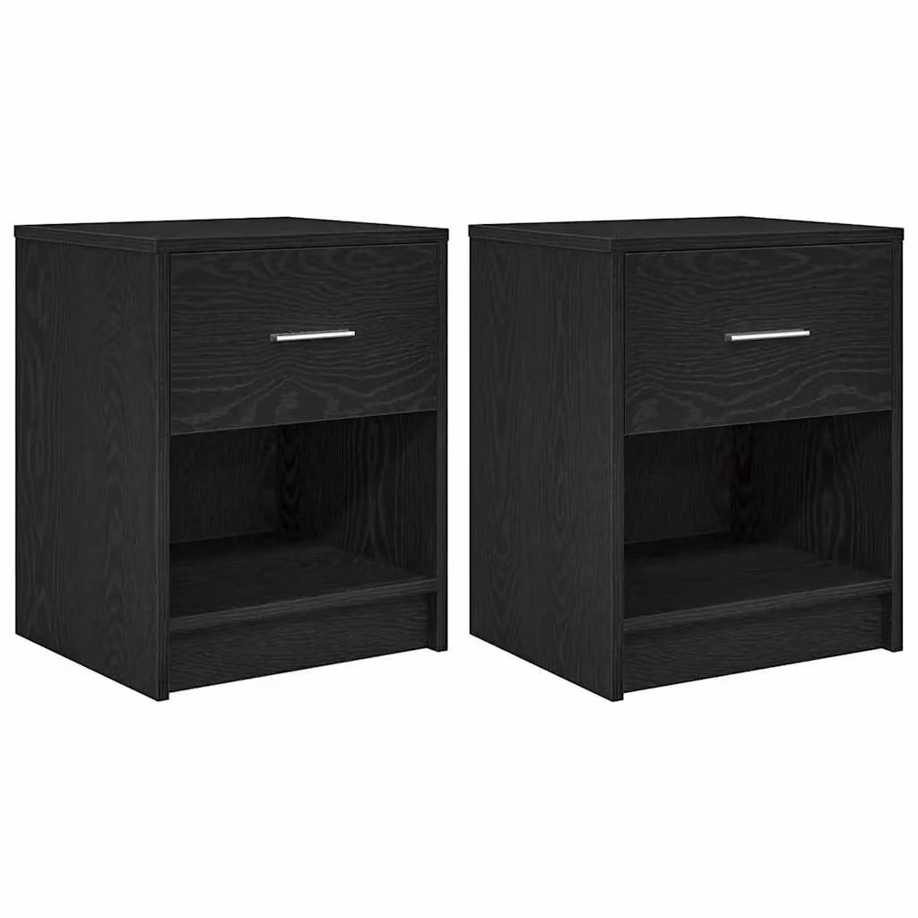 Berkfield Home Set of 2 Modern Wall-Mounted Bedside Cabinets with Drawer in Black and Grey, W: 40 cm, D: 34 cm, H: 50 cm – 2