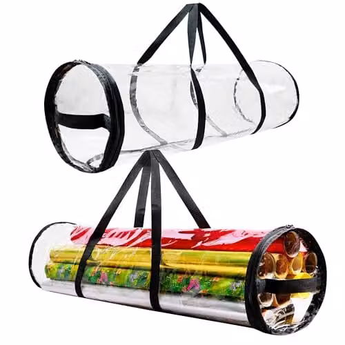 Deco Express Transparent Wrapping Paper Storage Bag with Handles, W/H: 22 x 79 cm – 1