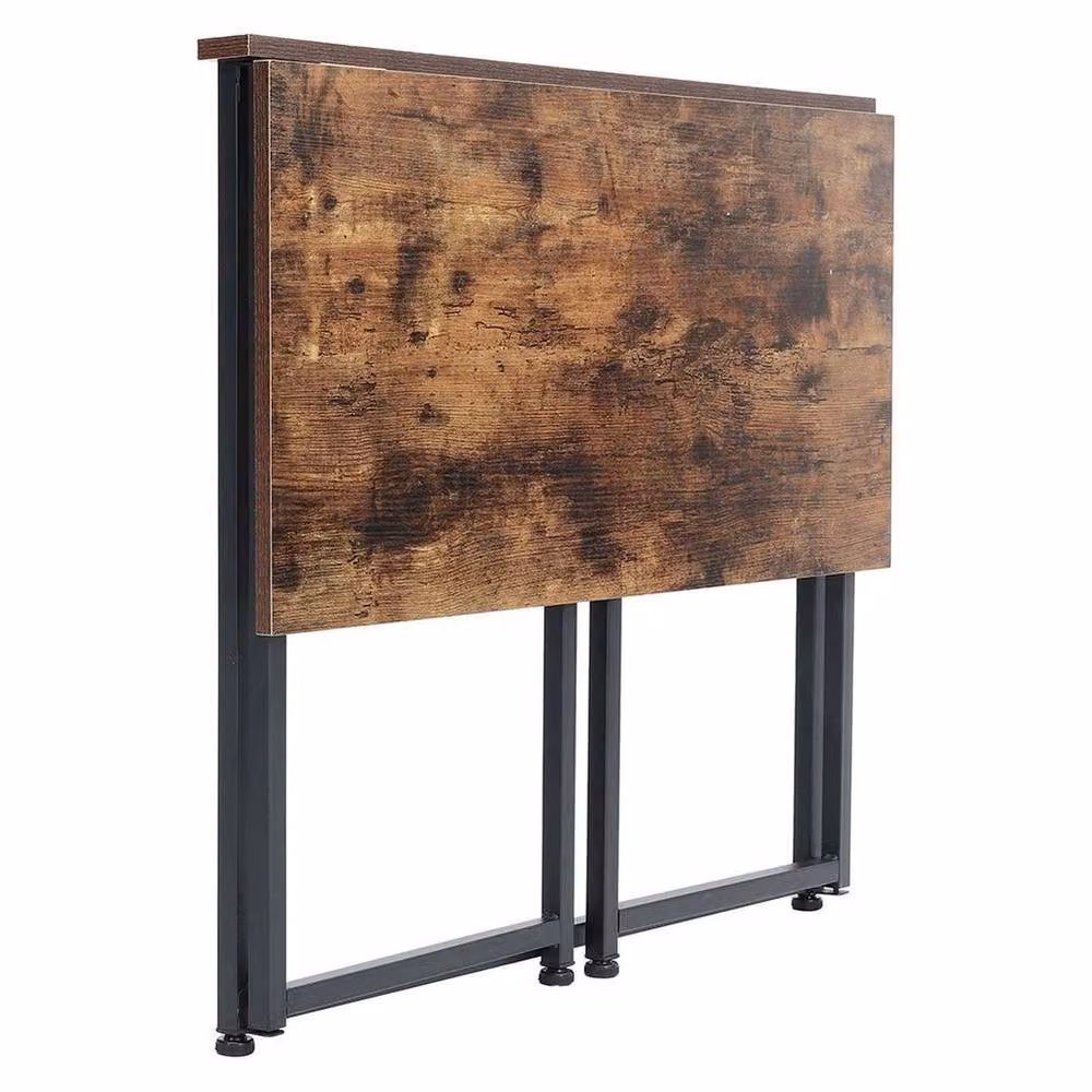 EONLION Rustic Brown Metal Frame Folding Writing Desk – 3