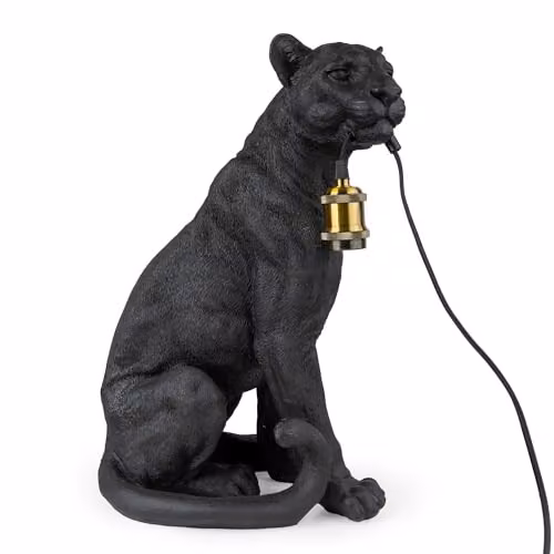 Madison & Mayfair Black Leopard Resin Tabletop Lamp Base