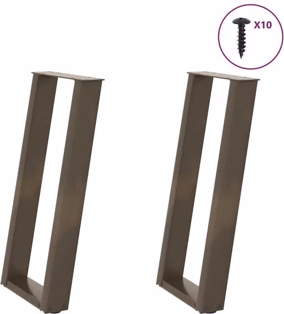 Berkfield Home U-Shaped Console Table Legs, 2 Pieces, Brown Steel, W/D/H: 28 x 28 x 72.5 cm – 1