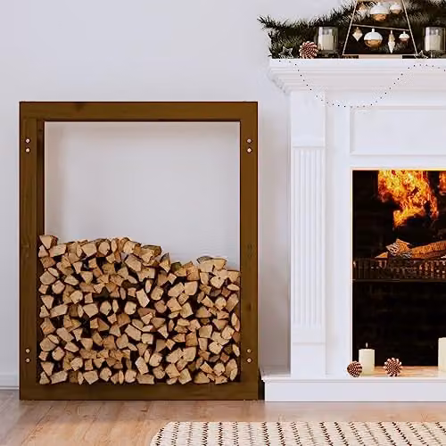 vidaXL Rustic Pine Wood Firewood Rack, Brown, W/D/H: 80 x 25 x 100 cm