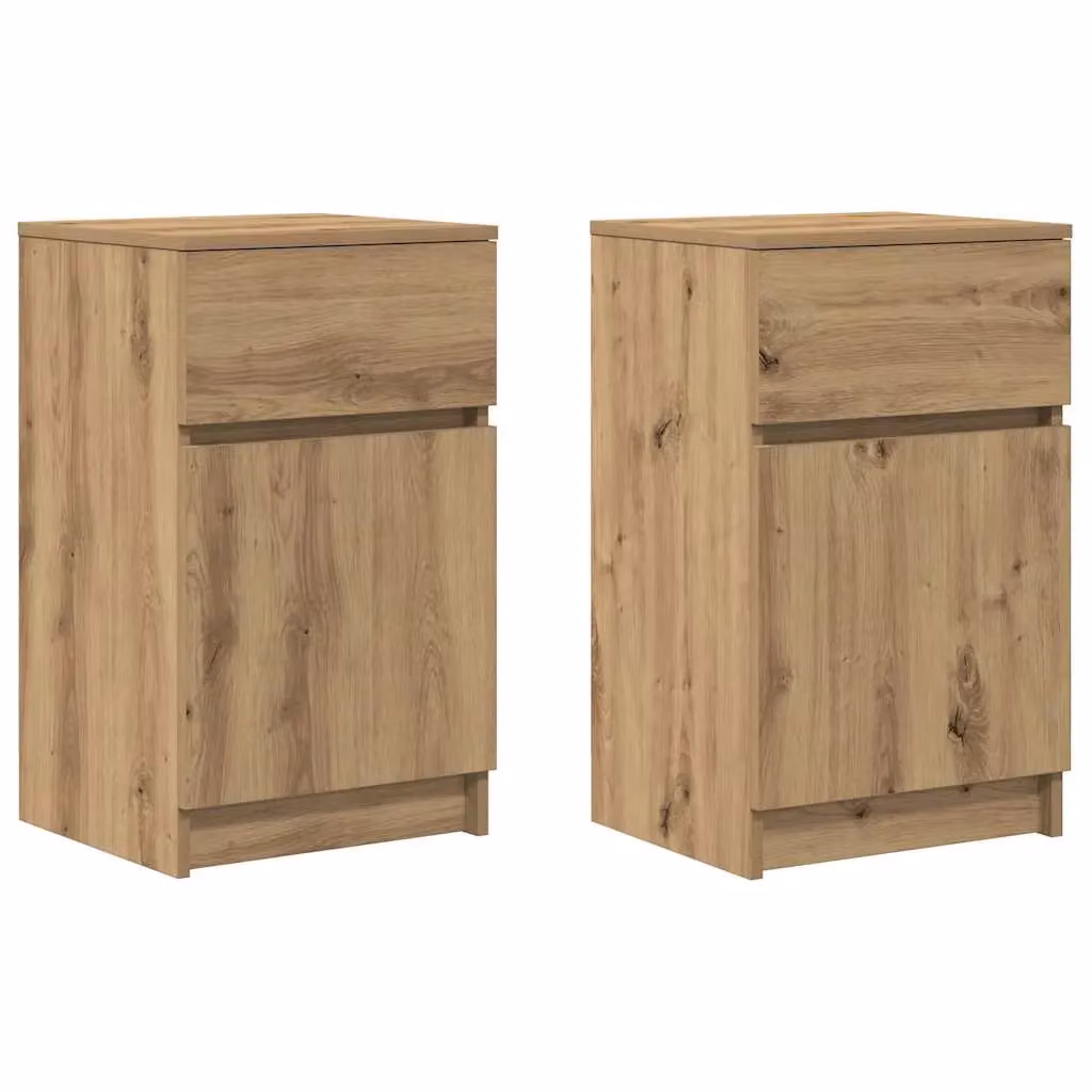 Berkfield Home Set of 2 Artisan Oak Bedside Cabinets, W/D/H: 39 x 35 x 65 cm – 2