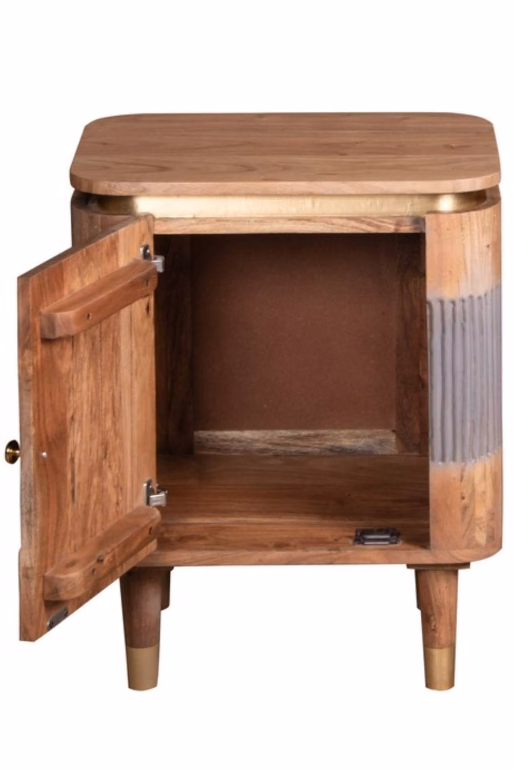 IH Design Wilden Solid Acacia Wood Bedside Table in Grey, W/D/H: 40.0 x 50.0 x 60.0 cm – 3
