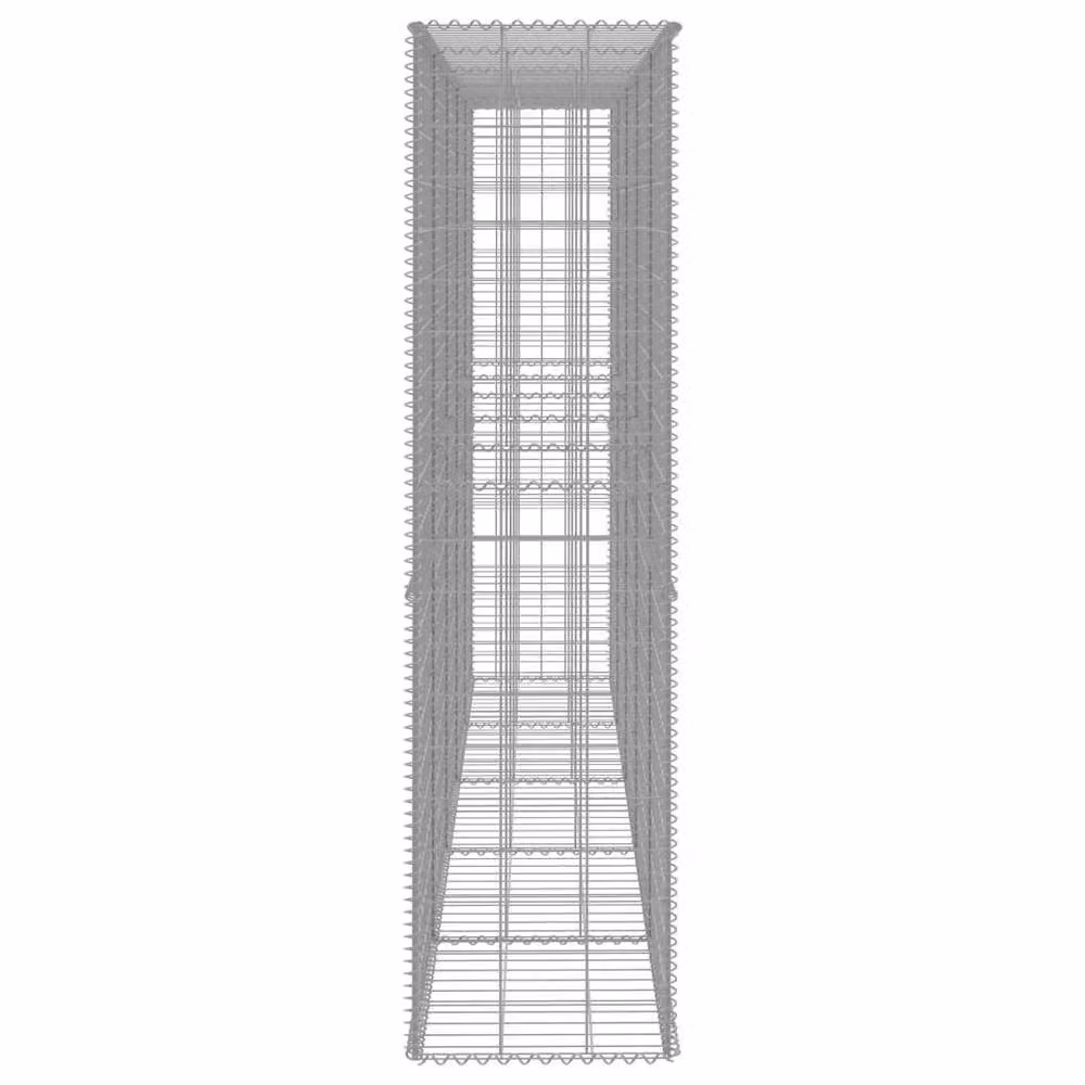 Berkfield Home Galvanised Steel Gabion Fence Wall with Cover in Silver, W: 300 cm, D: 50 cm, H: 200 cm – 2