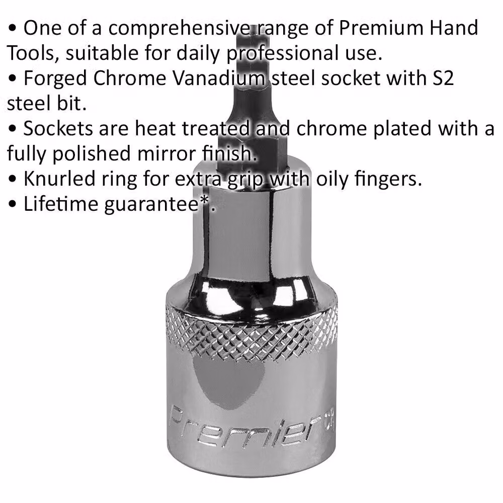 Loops 4mm Forged Hex Socket Bit 1/2 inch Square Drive Chrome Vanadium Silver – 2