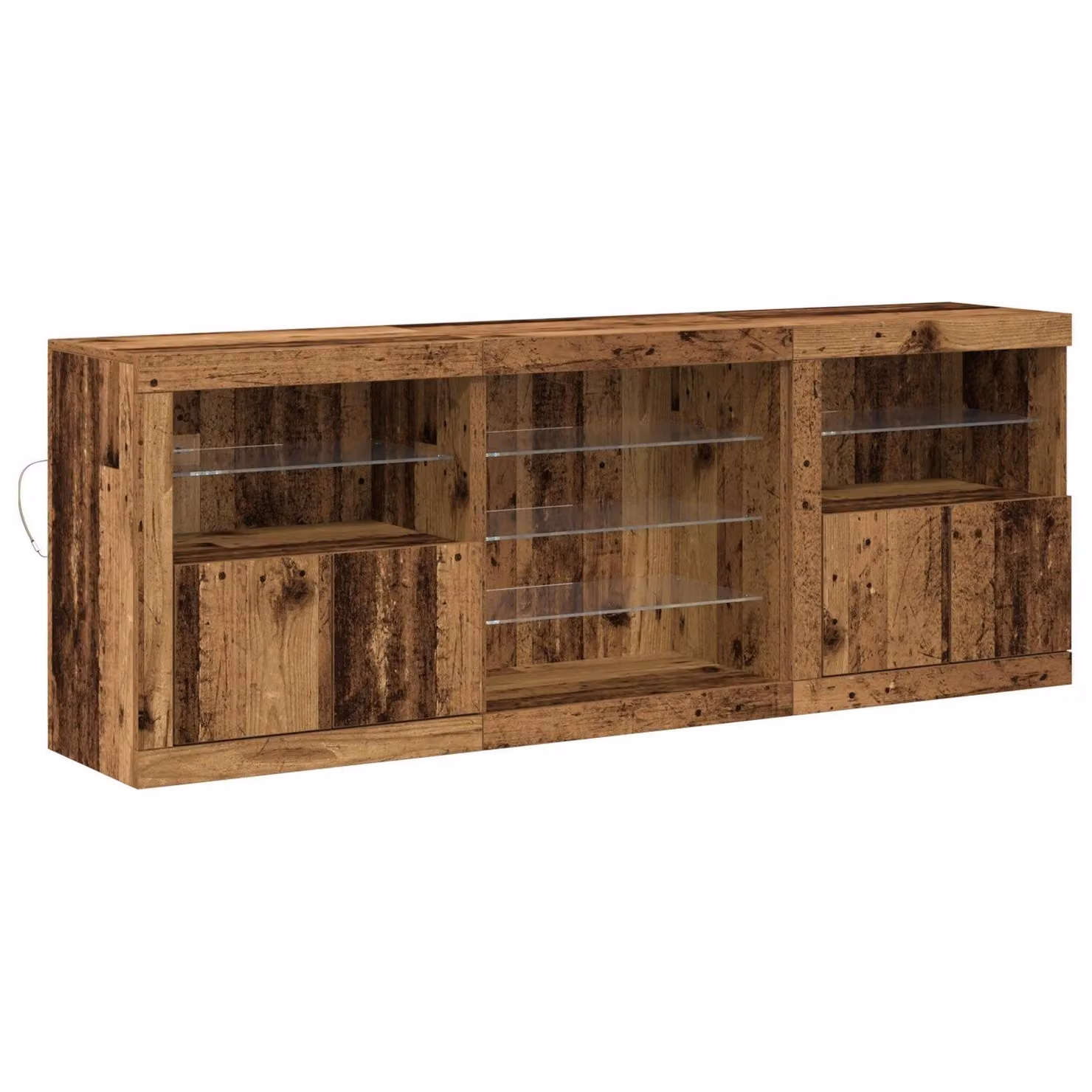 Berkfield Home Rustic Sideboard with Integrated LED Lights in Brown, W: 181.5 cm, D: 37 cm, H: 67 cm – 2