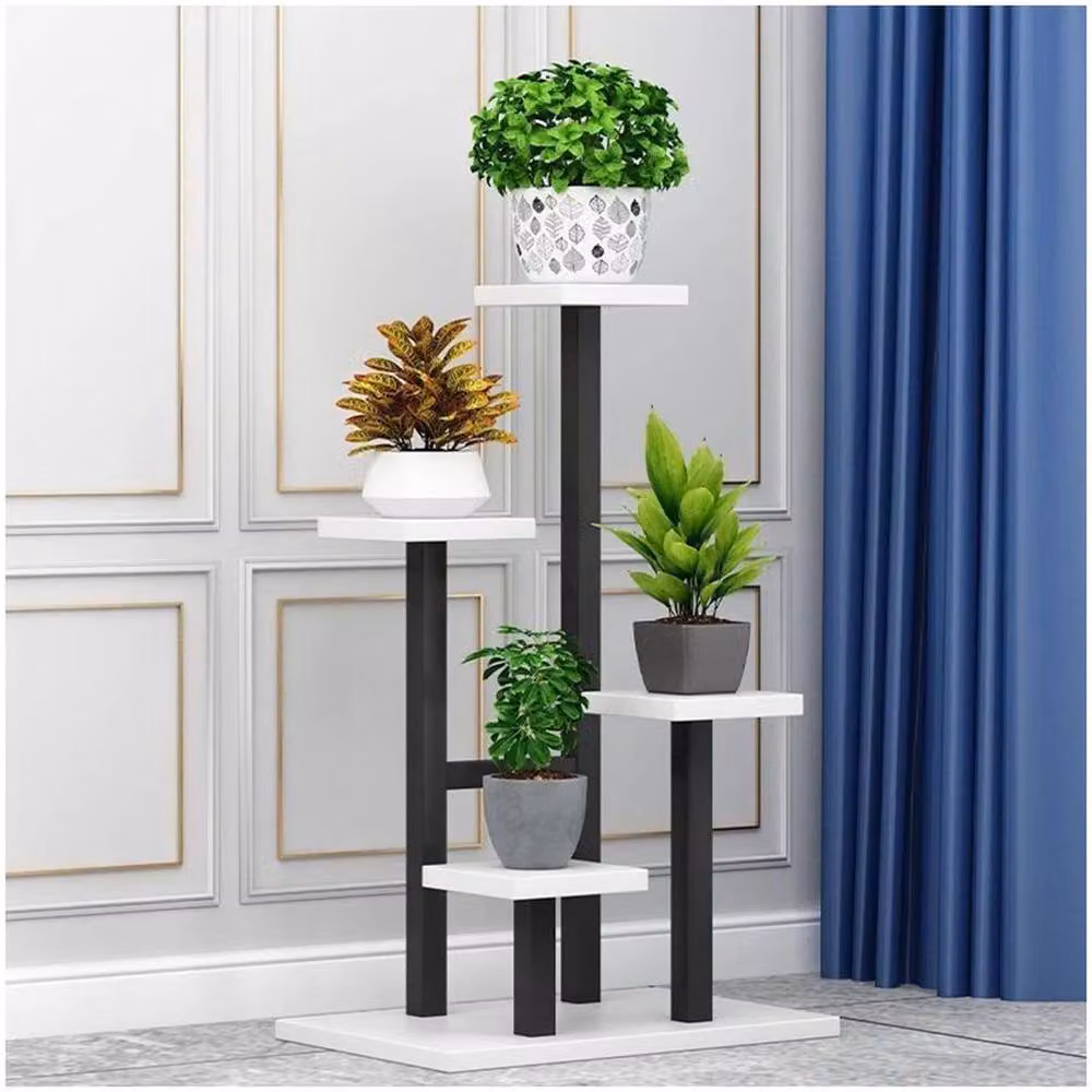 EONLION 4-Tier Metal Plant Rack in Black and White with Vintage Matt Finish – 3