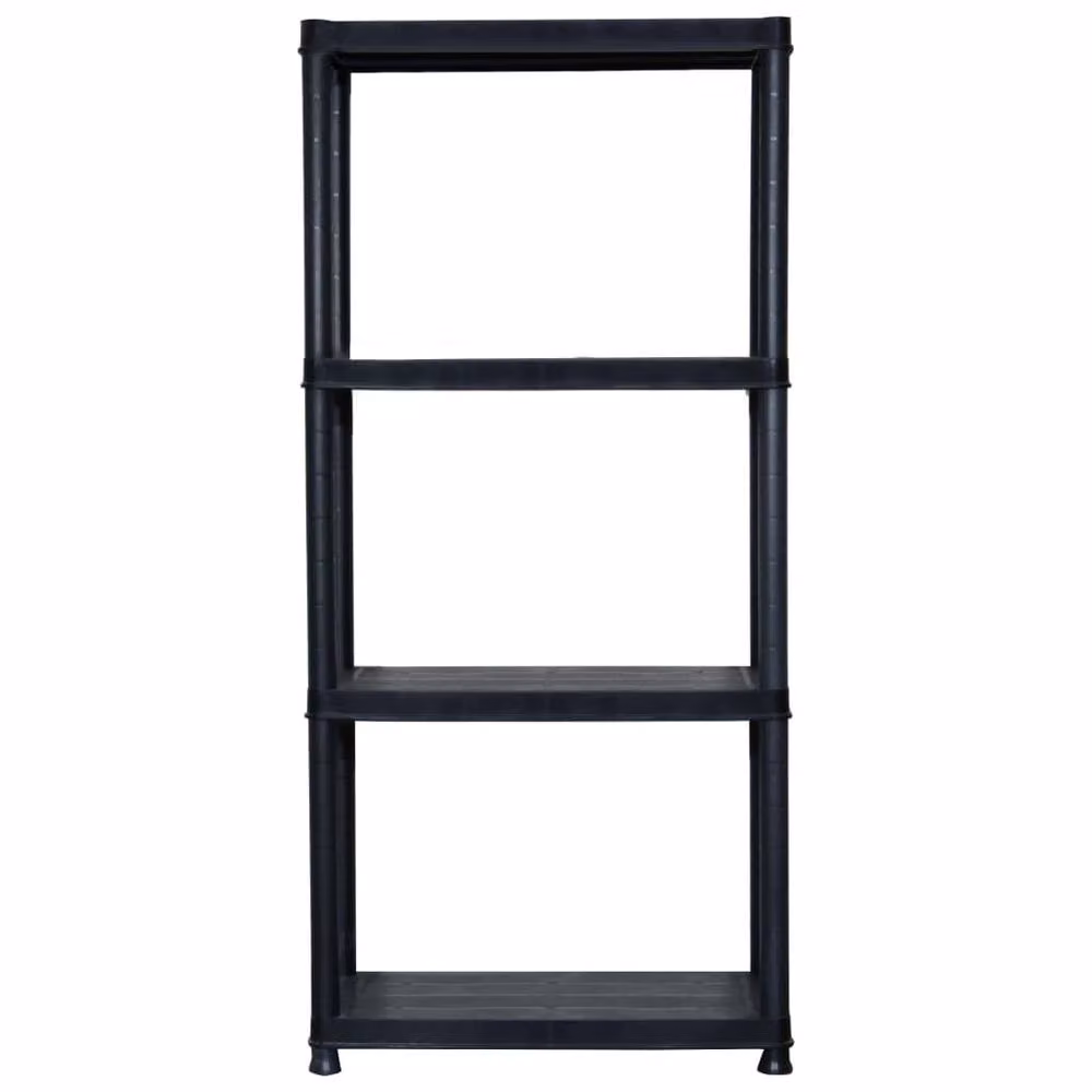 Berkfield Home 4-Tier Plastic Storage Shelf, Black, W: 61 cm, D: 30.5 cm, H: 130 cm – 3