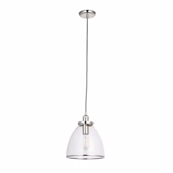 Pagazzi Brunswick Polished Nickel Ceiling Pendant with Clear Glass Shade, Silver – 2