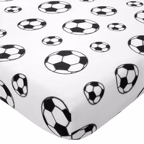 Catherine Lansfield Football Fleece Junior Fitted Sheet, White, W/D/H: 70 x 140 cm – 2