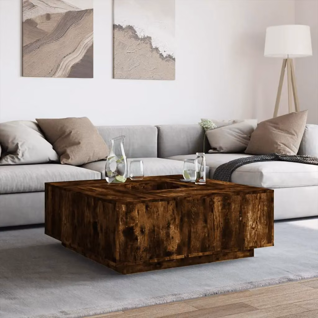 Berkfield Home Smoked Oak Coffee Table in Brown, W/D/H: 100 x 100 x 40 cm – 3