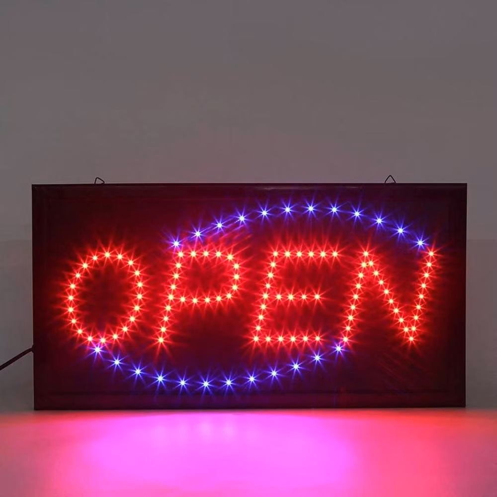 NESTLUNE Flashing LED Open Sign Neon Light in Black, W: 100 cm, H: 15 cm – 3